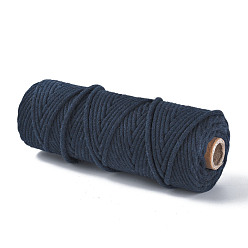 Midnight Blue Cotton String Threads, Macrame Cord, Decorative String Threads, for DIY Crafts, Gift Wrapping and Jewelry Making, Midnight Blue, 3mm, about 54.68 yards(50m)/roll
