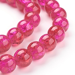 FireBrick Spray Painted Crackle Glass Beads Strands, Round, Two Tone, FireBrick, 10mm, Hole: 1.3~1.6mm, about 80pcs/strand, 31.4 inch