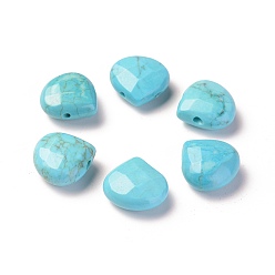 Deep Sky Blue Natural Magnesite Beads, Dyed, Faceted, Teardrop, Deep Sky Blue, 13x13x6mm, Hole: 1mm