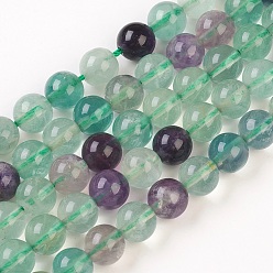 Fluorite Natural Fluorite Bead Strands, Round, Grade AB, 8mm, Hole: 1mm, about 50pcs/strand, 14.9 inch~15.1  inch