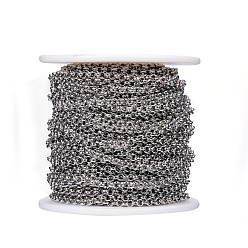 Stainless Steel Color 304 Stainless Steel Rolo Chains, Belcher Chain, Unwelded, with Spool, for Jewelry Making, Stainless Steel Color, 3x1mm, about 65.61 Feet(20m)/roll