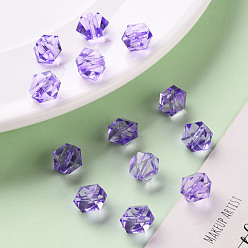 Medium Purple Transparent Acrylic Beads, Faceted, Polygon, Medium Purple, 8x10x9mm, Hole: 1.6mm, about 1300pcs/500g