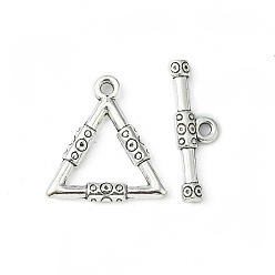 Antique Silver Tibetan Style Alloy Toggle Clasps, Triangle, Lead Free and Cadmium Free, Antique Silver, 23x21.5x3mm, Hole: 2mm