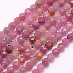 Ruby Natural Ruby/Red Corundum Beads Strands, Faceted, Round, 3mm, Hole: 0.5mm, about 132pcs/strand, 15.7 inch(40cm)