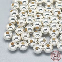 Silver 925 Sterling Silver Beads, Round, Silver, 5mm, Hole: 2.5mm