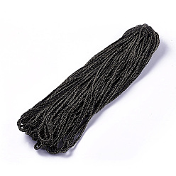 Black Braided Polyester Cord, with Polyester Elastic Cord, Black, 5mm, 50Yards/Bundle(150 Feet/Bundle)