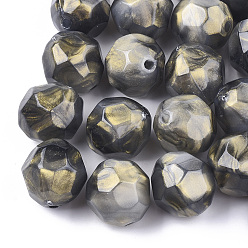 Slate Gray Acrylic Beads, Imitation Gemstone, Faceted, Round, Slate Gray, 22x22.5~23mm, Hole: 3mm
