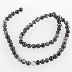 Noir Agate de pierre naturelle rangées de perles rondes, teint, noir, 6mm, Trou: 1mm, Environ 63 pcs/chapelet, 15.35 pouce