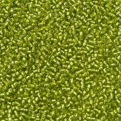 (24F) Matte Silver Lined Lime Green TOHO Round Seed Beads, Japanese Seed Beads, (24F) Matte Silver Lined Lime Green, 11/0, 2.2mm, Hole: 0.8mm, about 5555pcs/50g