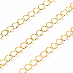 Золотой Латунные витой цепочки, бордюрные цепи, пайки, с катушкой, овальные, без свинца, без никеля и без кадмия, золотые, 5x4x0.5 мм, около 92 м / рулон