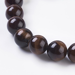 Tiger Eye Natural Red Tiger Eye Beads Strands, Round, Dyed & Heated, 8mm, Hole: 1mm about 24pcs/strand, 8 inch