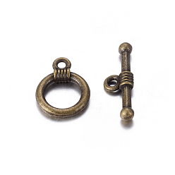 Antique Bronze Tibetan Style Alloy Toggle Clasps, Cadmium Free & Nickel Free & Lead Free, Antique Bronze, 15x11mm, Hole: 2mm