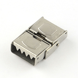 Stainless Steel Color Smooth Surface 201 Stainless Steel Watch Band Clasps, Stainless Steel Color, 25x17x7mm, Hole: 14x3mm