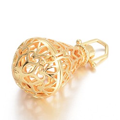 Золотой Полые латунные конусные подвески, для изготовления ожерелий из бисера, золотые, 36.5x27.5x22 мм, отверстие : 6x7 мм