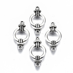 Antique Silver Tibetan Style Alloy Links Connectors, Ring, Cadmium Free & Lead Free, Antique Silver, 25x13x4mm, Hole: 1.2mm, about 800pcs/1000g