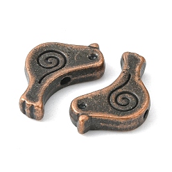 Red Copper Tibetan Style Alloy Beads, Bird, Cadmium Free & Nickel Free & Lead Free, Red Copper, 9x15x2.5mm, Hole: 1.5mm