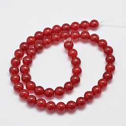 Red Natural & Dyed Malaysia Jade Bead Strands, Imitation Red Agate, Round, Red, 8mm, Hole: 1.0mm, about 48pcs/strand, 15 inch