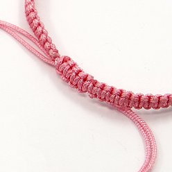 Pink Плетеные шнур нейлона для поделок браслет решений, розовые, 145~155x5x2 мм, отверстие : 2~4 мм