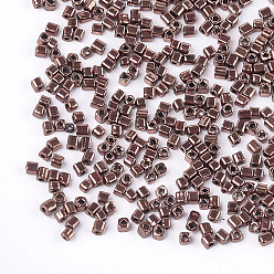 Coconut Brown Electroplate Opaque Glass Cube Beads, Coconut Brown, 3~6x2~2.5x2~2.5mm, Hole: 1mm, about 15000pcs/bag