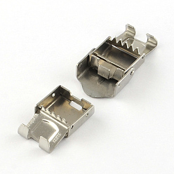 Stainless Steel Color Smooth Surface 201 Stainless Steel Watch Band Clasps, Stainless Steel Color, 25x15.5x8mm, Hole: 12x3mm
