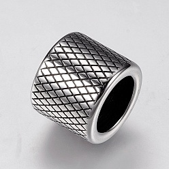 Antique Silver 304 Stainless Steel Beads, Column, Antique Silver, 12x10mm, Hole: 8mm