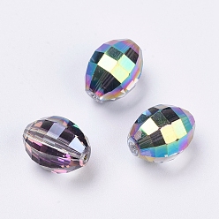 Разноцветный Имитация Австрийские кристаллические шарики, класс AAA, граненые, овальные, красочный, 10x13 мм, отверстие : 0.9~1 мм