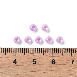 Plum Opaque Acrylic Beads, AB Color, Round, Plum, 4x3.5mm, Hole: 1.6mm, about 15000pcs/500g