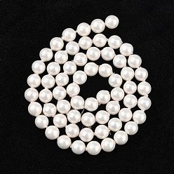 Белый Оболочку шарика нити, имитация жемчужной бусины , класс А, круглые, белые, 6 мм, отверстие : 0.5 мм, 63~64 шт / нитка, 15 дюйм