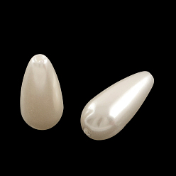 White ABS Plastic Imitation Pearl Teardrop Beads, White, 17x7.5mm, Hole: 2mm, about 850pcs/500g