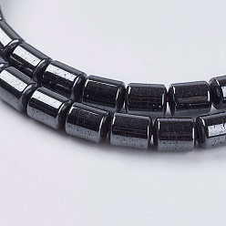 Black Non-Magnetic Synthetic Hematite Beads, Column, Black, 4x5mm, Hole: 1mm, about 80pcs/strand, 16 inch