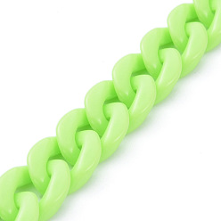 Lime Handmade Opaque Acrylic Curb Chains, Lime, Links: 19x13.5x4.5mm, 39.37 inch(1m)/strand