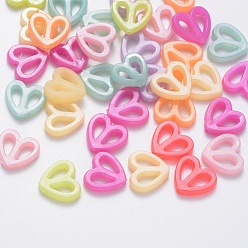 Mixed Color Imitation Jelly Acrylic Beads, Faceted, Heart, Mixed Color, 15x16x3.5mm, Hole: 1.8mm, about 1190pcs/500g