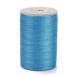 Bleu Dodger Ficelle ronde en fil de polyester ciré, cordon micro macramé, cordon torsadé, pour la couture de cuir, Dodger bleu, 0.3~0.4mm, environ 174.98 yards (160m)/rouleau