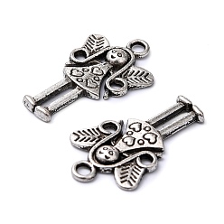 Antique Silver Tibetan Style Alloy Fairy Pendants, Cadmium Free & Lead Free, Antique Silver, 25x15x2mm