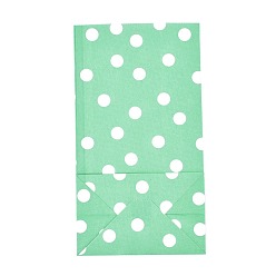 Vert Clair Sacs en papier kraft écologiques à motif à pois, sacs-cadeaux, sacs à provisions, rectangle, vert clair, 24x13x8 cm