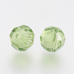 Зеленый лайм Имитация Австрийские кристаллические шарики, класс AAA, граненый (32 граней), круглые, зеленый лайм, 6 мм, отверстие : 0.7~0.9 мм