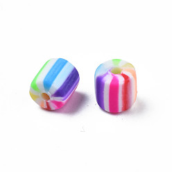 Coloré Polymère main brins d'argile de perles, colonne, colorées, 6.5x6mm, Trou: 1.2mm, Environ 61 pcs/chapelet, 15.75 pouce (40 cm)