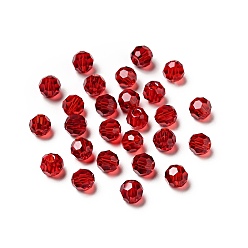 Темно-Красный Имитация Австрийские кристаллические шарики, класс AAA, граненый (32 граней), круглые, темно-красный, 6 мм, отверстие : 0.7~0.9 мм