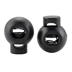Black 1-Hole Dyed Iron Spring Loaded Eco-Friendly Plastic Round Buckle Cord Toggle Lock Beans Stoppers for Sportwear Luggage Backpack Straps, Survival Bracelet Clasps, Black, 22x18x14mm, Hole: 7.5x6mm