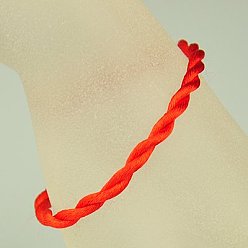 Red Nylon Rattail Satin Cord Bracelet Making, Red, 190x3mm