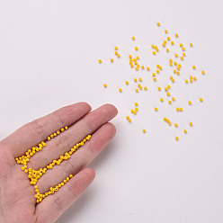 Gold 11/0 Grade A Round Glass Seed Beads, Baking Paint, Gold, 2.3x1.5mm, Hole: 1mm, about 48500pcs/pound