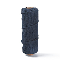 Bleu Nuit Fils de coton, cordon en macramé, fils décoratifs, pour l'artisanat de bricolage, emballage cadeau et fabrication de bijoux, bleu minuit, 3mm, environ 54.68 yards (50m)/rouleau