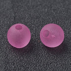 Pearl Pink Transparent Acrylic Beads, Round, Frosted, Pearl Pink, 14mm, Hole: 2mm, about 300pcs/500g