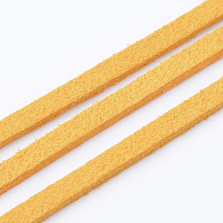 Goldenrod Faux Suede Cord, Faux Suede Lace, Goldenrod, 3x1.5mm, about 5.46 yards(5m)/roll, 25rolls/bag