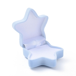 Sky Blue Starfish Shape Velvet Jewelry Boxes, Portable Jewelry Box Organizer Storage Case, for Ring Earrings Necklace, Sky Blue, 6.2x6.1x3.8cm