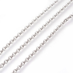 Stainless Steel Color 304 Stainless Steel Cable Chains, Soldered, with Spool, Flat Oval, Stainless Steel Color, 3x2x0.6mm, about 164.04 Feet/roll(50m/roll)