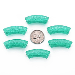 Light Sea Green Transparent Crackle Acrylic Beads, Curved Tube, Light Sea Green, 35x11.5x13.5mm, Hole: 3.5mm, about 148pcs/500g