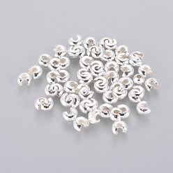 Silver Iron Crimp Beads Covers, Cadmium Free & Nickel Free & Lead Free, Silver Color Plated, 4mm In Diameter, Hole: 1.5~1.8mm