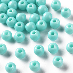 Turquoise Pâle Perles acryliques opaques, ronde, turquoise pale, 6x5mm, Trou: 1.8mm, environ4400 pcs / 500 g