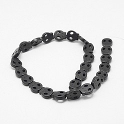 Black Skull Synthetic Turquoise Beads Strands, Dyed, Black, 28x25x4mm, Hole: 1mm, about 14pcs/strand, 15.7 inch